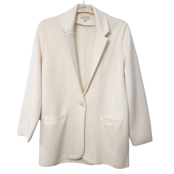 J. Crew Cecile Relaxed Sweater Blazer Ivory Medium - Picture 1 of 15